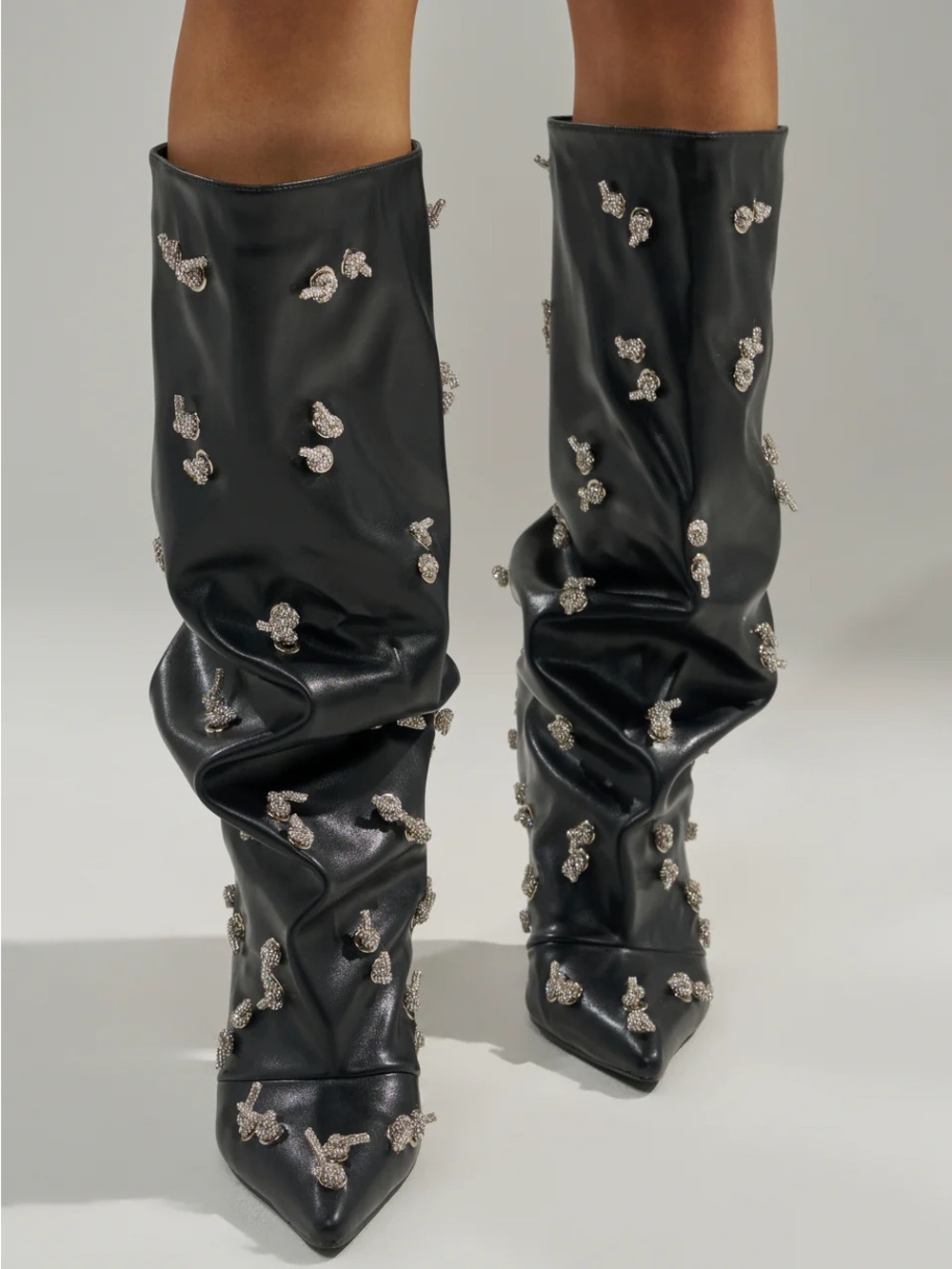 Azalea Wang “Coleman” Embellished Black Boot Size US 8 - Picture 4 of 11
